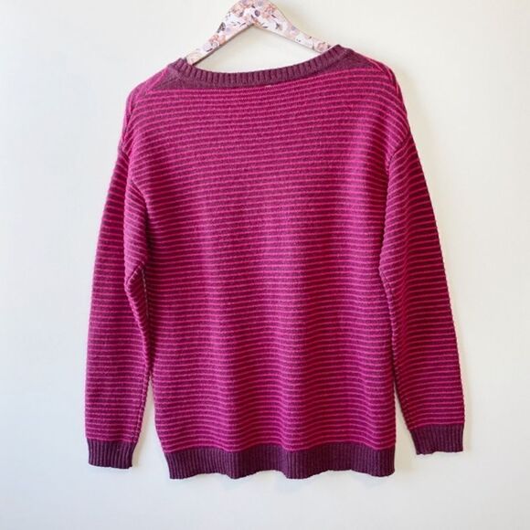 Soft Surroundings Textured Bell Flower Sweater Pink Ribbed Casual Jacquard Sz L - Picture 3 of 11